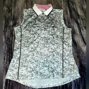 NVO Golf Sleeveless Polo Shirt Top‎ Athletic Gray Abstract Print